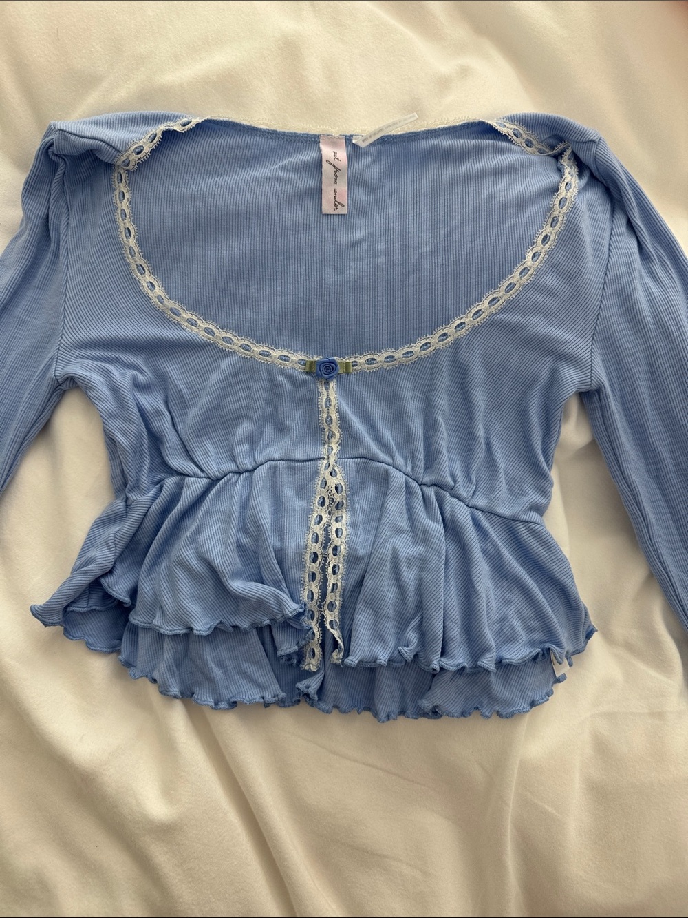 Out from under cropped long sleeve blouse